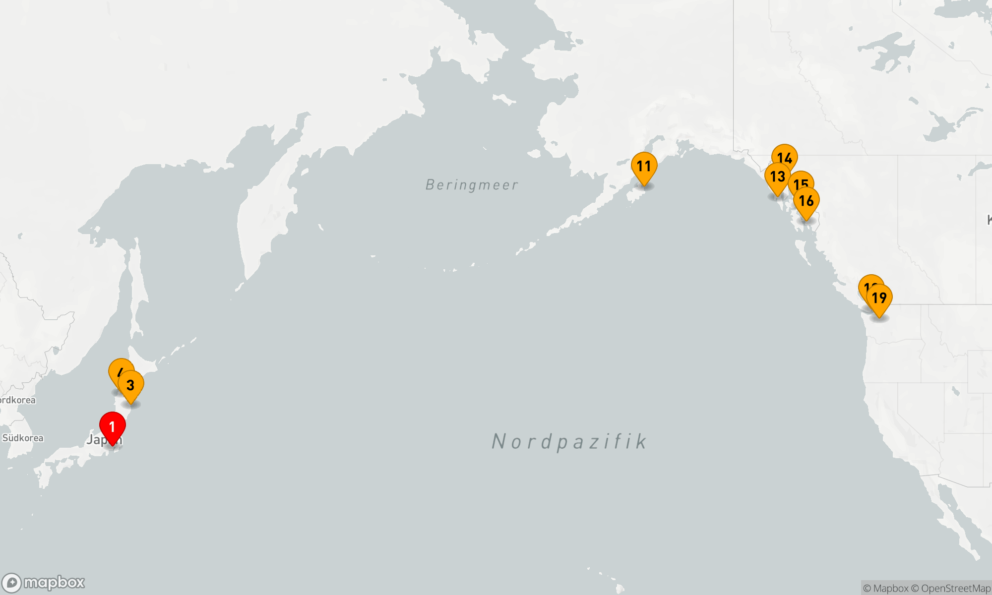 Entdeckungsreise von Japan nach Alaska und Kanada