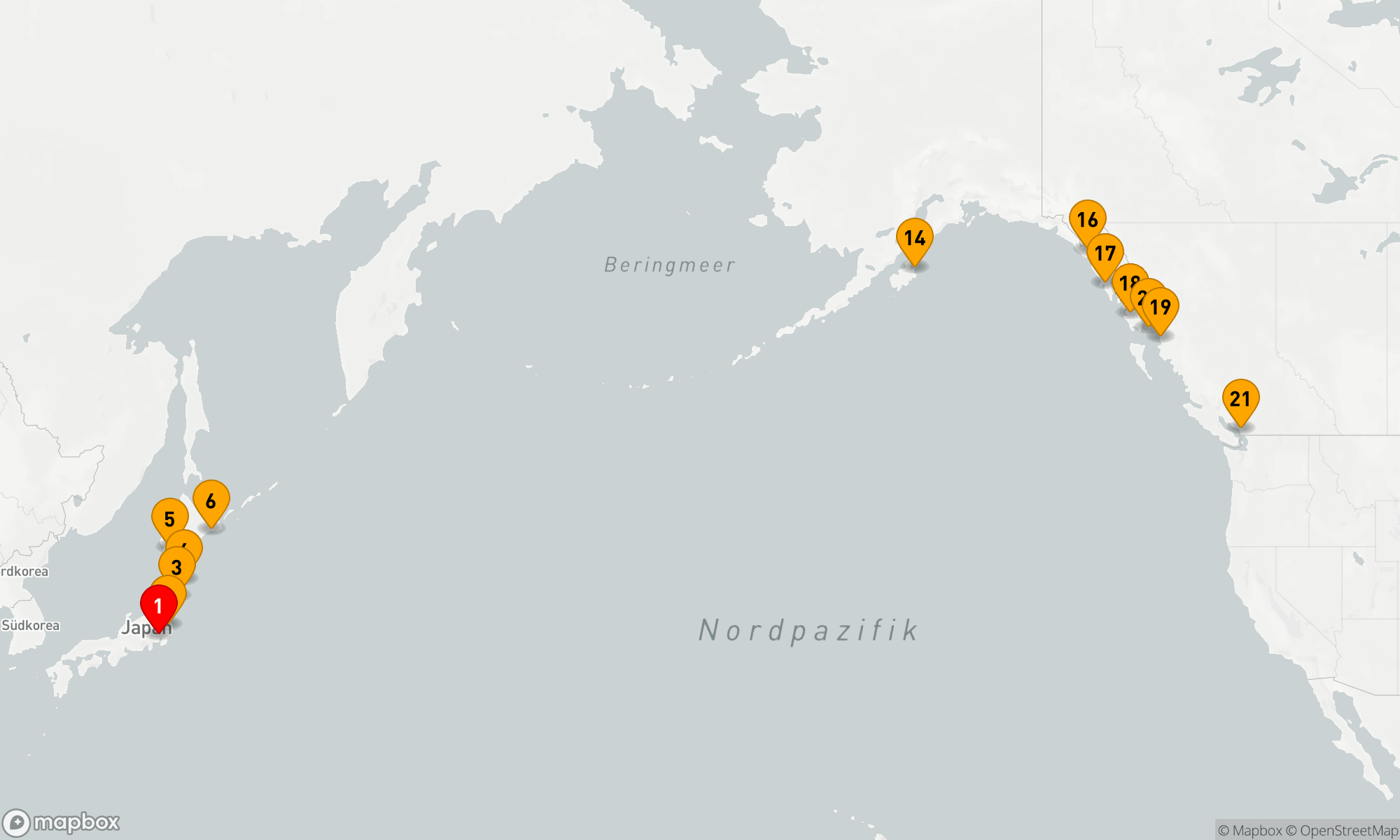 JAPAN, ALASKA & PAZIFIKÜBERQUERUNG