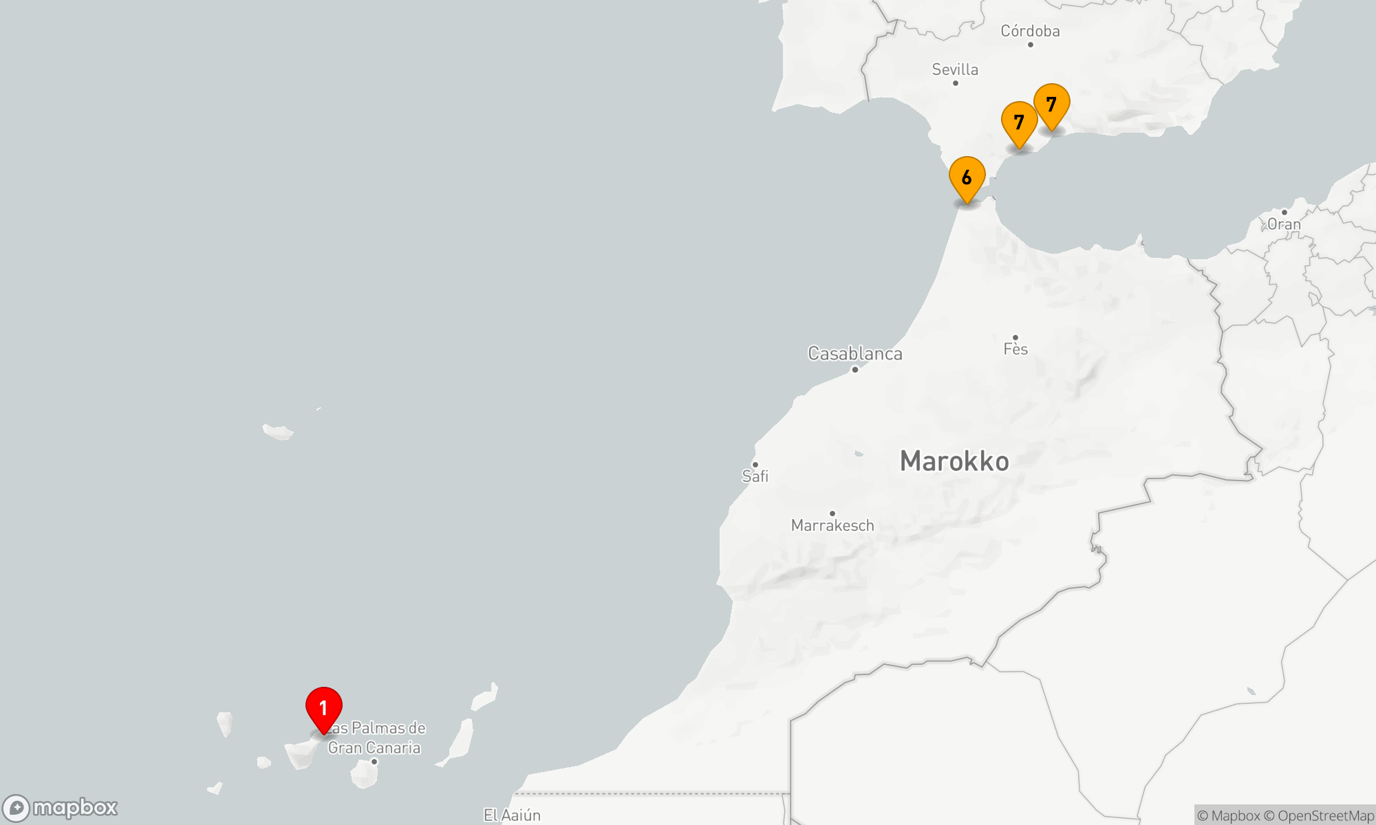 Atlantische Inseln und marokkanische Küste